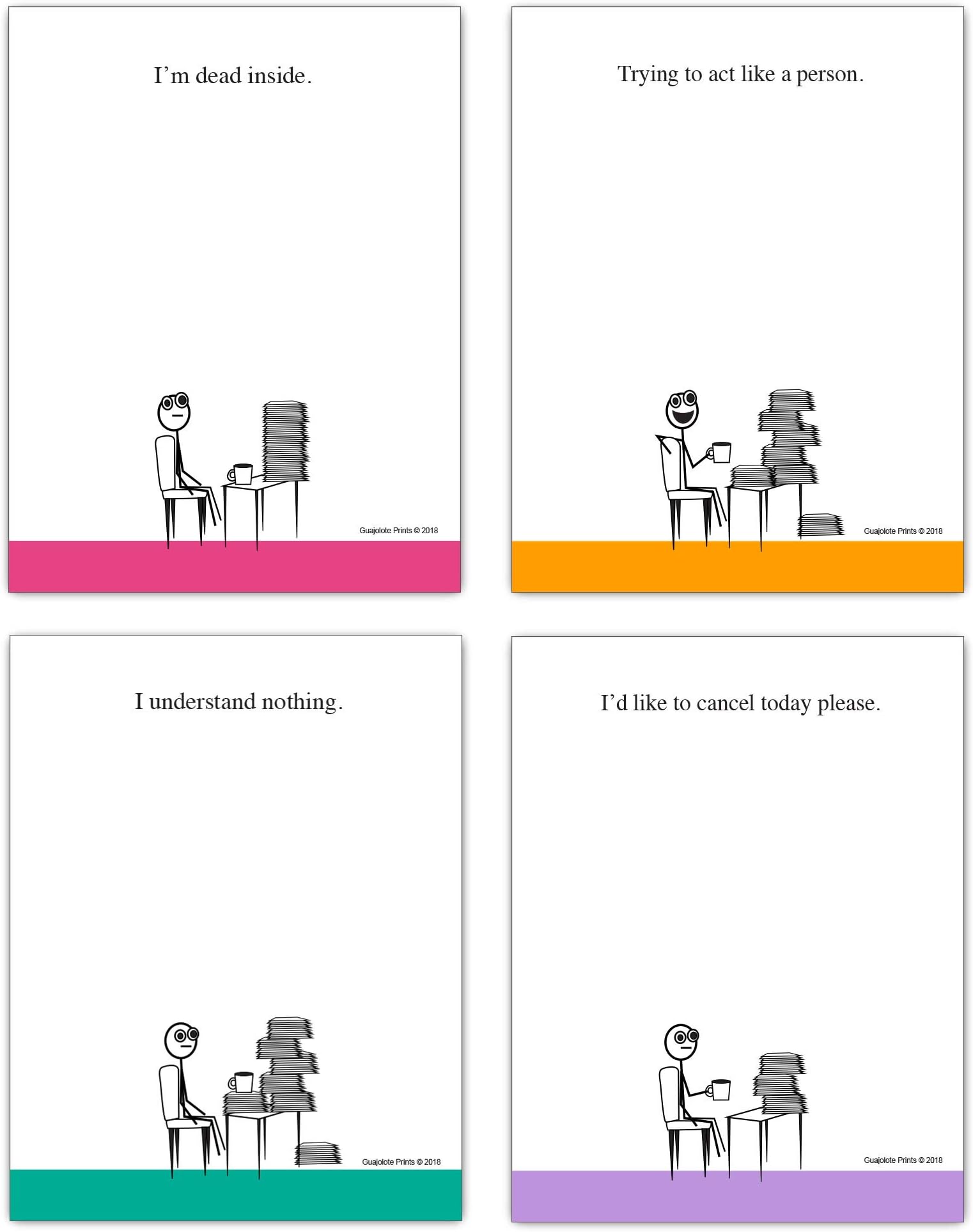 Funny Notepads (4-Pack) 4 X 5.25 inch, Humorous Office Gift for Friends and Coworkers (White Vol 4)