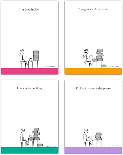 Divertidos blocs de notas de regalo, paquete de 4 unidades, I'm Dead Inside, Trying to Act Like a Personson, I Understand Nothing, I'd Like to disponible en Yaxa Mexico