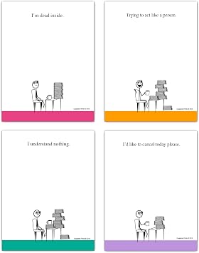 Funny Notepads 4-Pack 4 X 5.25 inch, Humorous Office Gift for Friends and Coworkers White Vol 4