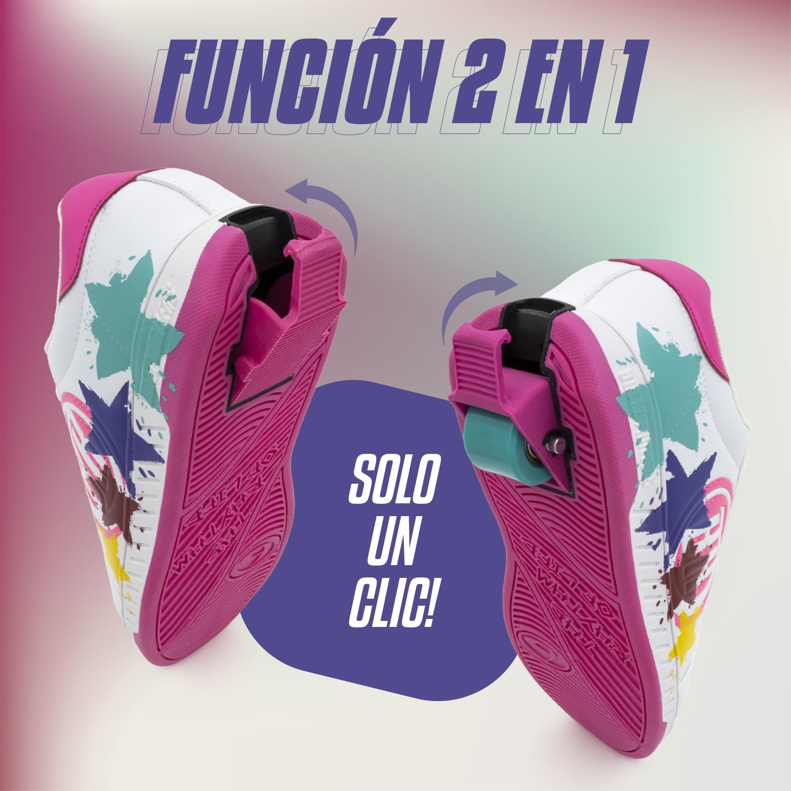 Breezy Rollers 2180373 Zapatos con Ruedas para Niñas, Zapatillas con una Rueda, Zapatillas Niñas 2 En 1 con Rueda Retráctil