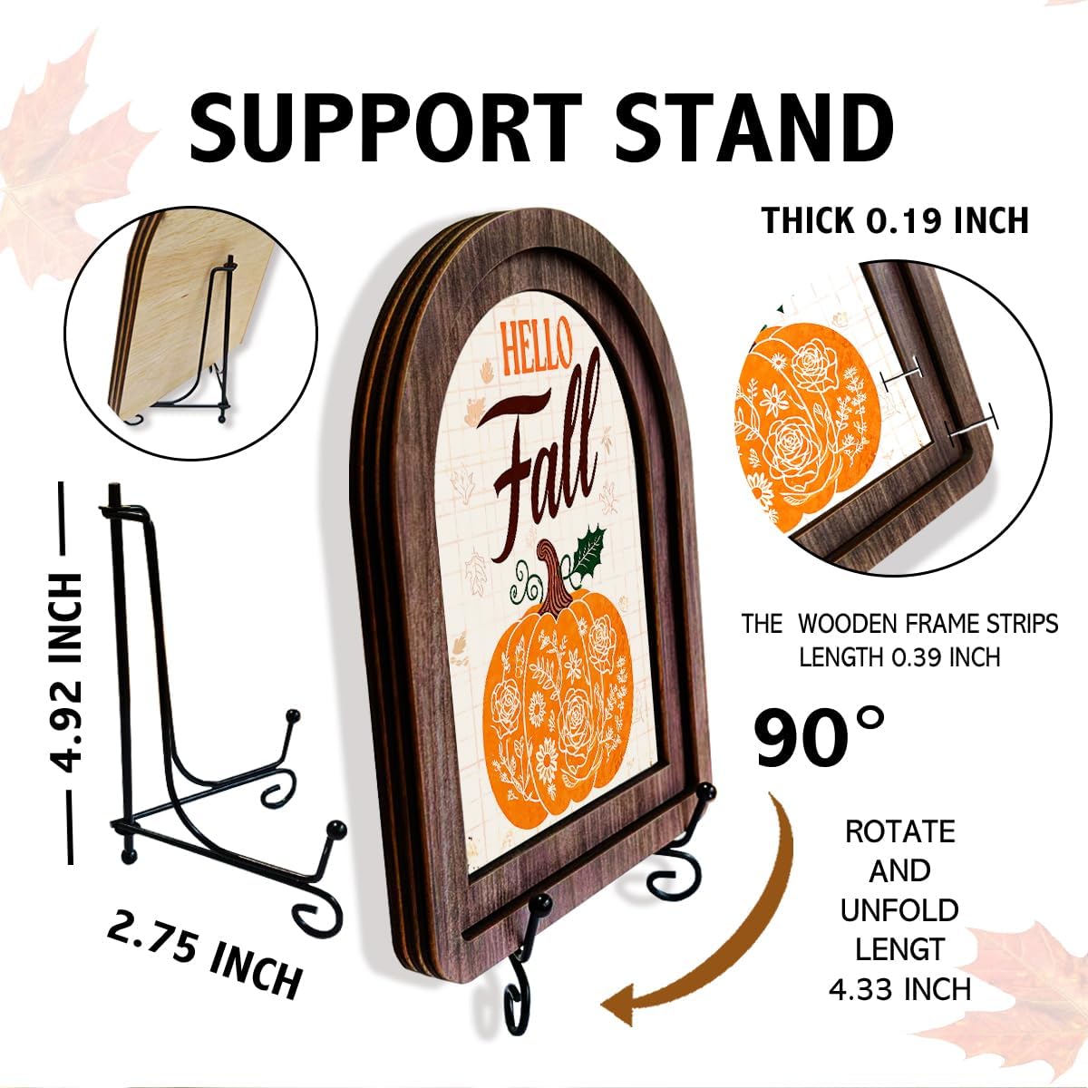 Hello Fall Wood Plaques,Autumn Table Centerpiece Decoration image 3