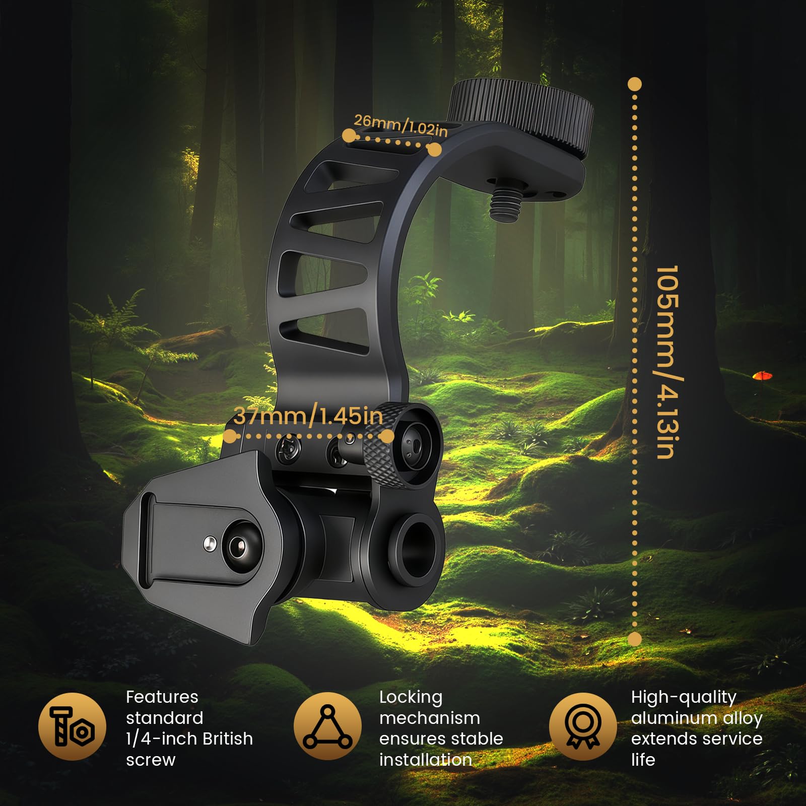 Wokyo PVS-14 - Soporte de brazo en J de cola de milano, soporte de casco NVG de aleación de aluminio para gafas de visión nocturna de un solo tubo para monturas L4G24, soporte de casco táctico militar