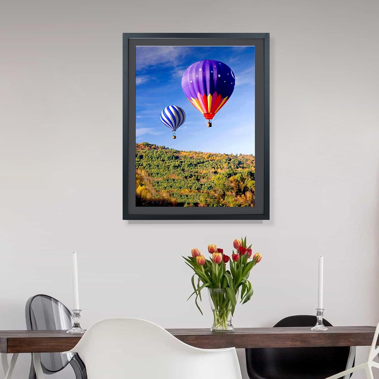 LTYHHK 17x22 Picture Frames Solid Wood with Black Mat, Displays Pictures 15x20 with Mat and 17x22without Mat, 15x20 Poster Frame for Wall 17x22 Photo Frames Family Black (L22B1722B1520)