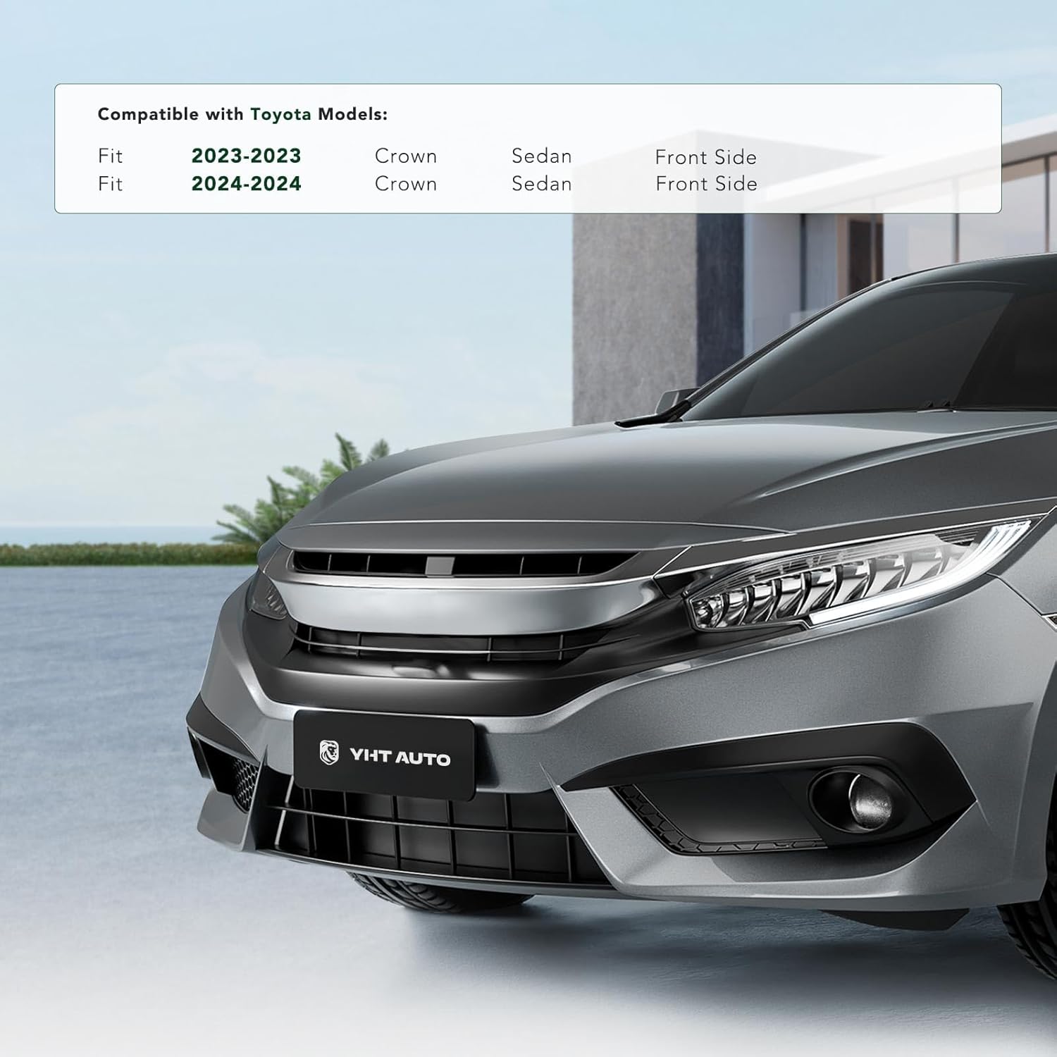 YHTAUTO Front License Plate Frame w/Screws Compatible with Toyota Crown 2023-2024 Sedan, PP Plastic Black Bumper License Plate Bracket, No Drill Licence Plate Holder