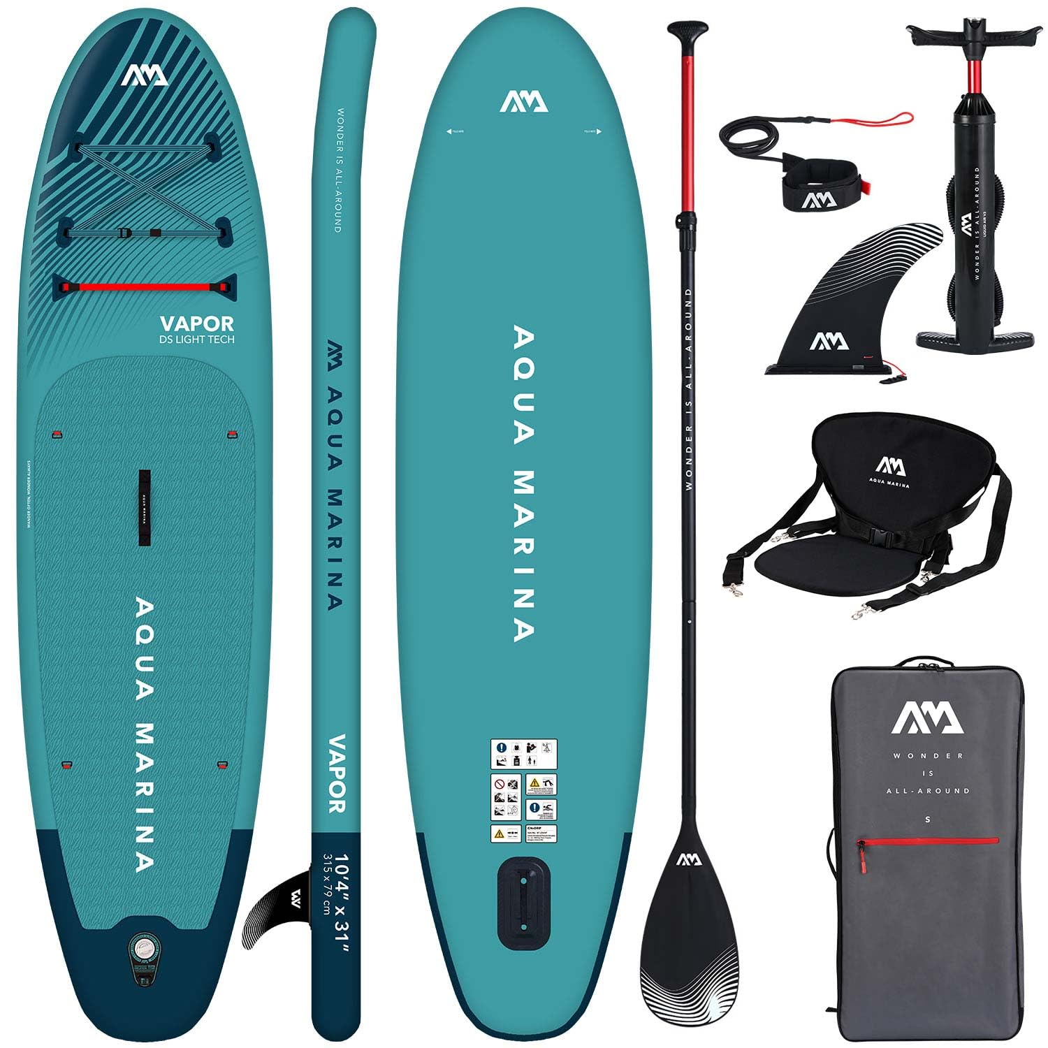 Aqua Marina nadmuchiwana deska SUP, Paddle Up Paddle AQUAMARINA Vapor, kompletne opakowanie, 315 x 79 x 15 cm
