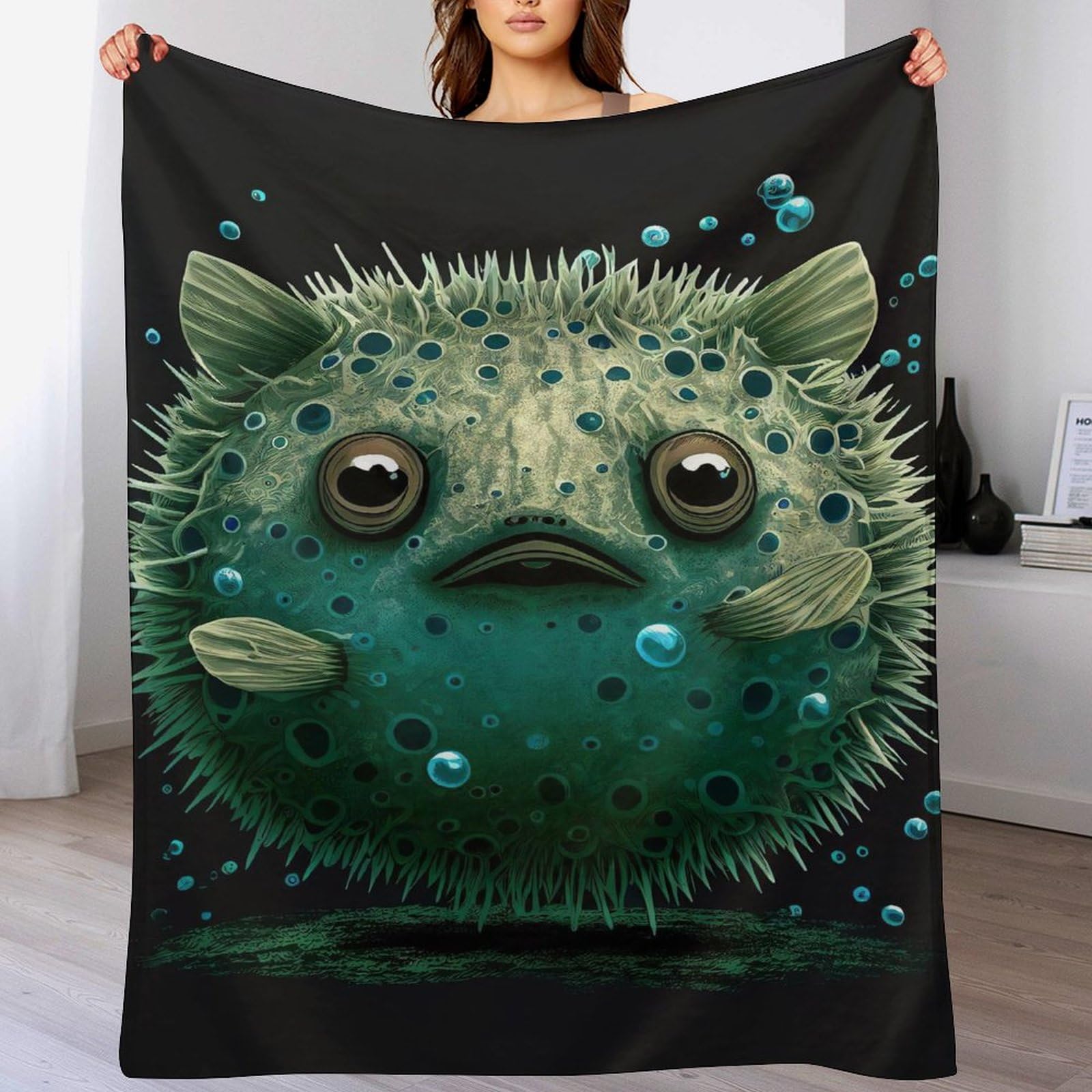 Couverture 3D poisson polaire flannel 180x200cm jeté de canapé