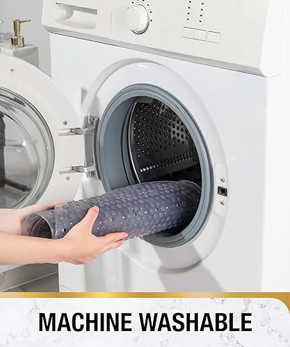 Miniatura 7 de HITSLAM Tapete ovalado antideslizante para bañera de 27 x 15 pulgadas, tapete de ducha de burbujas para baño, lavable a máquina con ventosas y