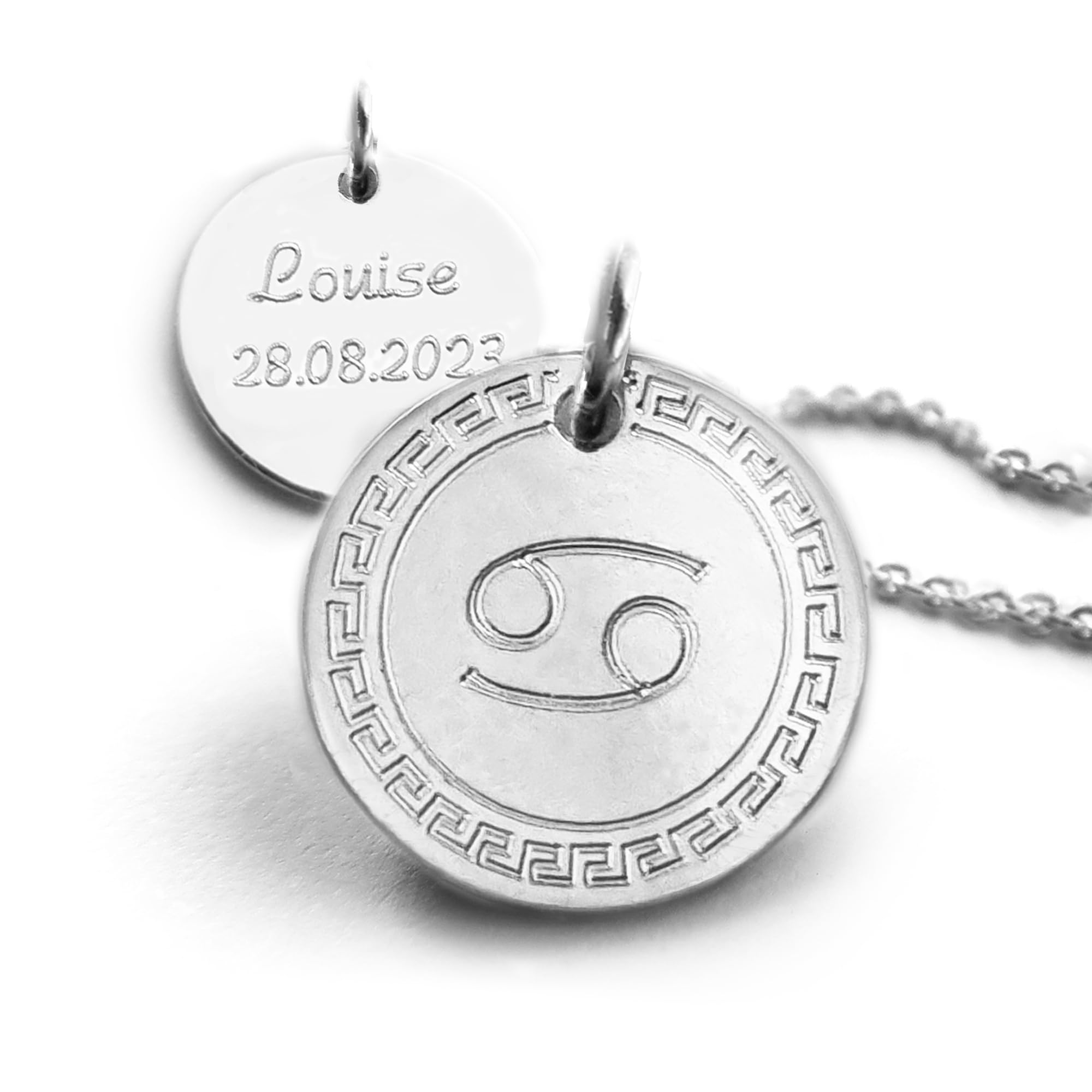 Sternzeichen Kette, Zodiak Anhänger mit Gravur aus 925er Silber