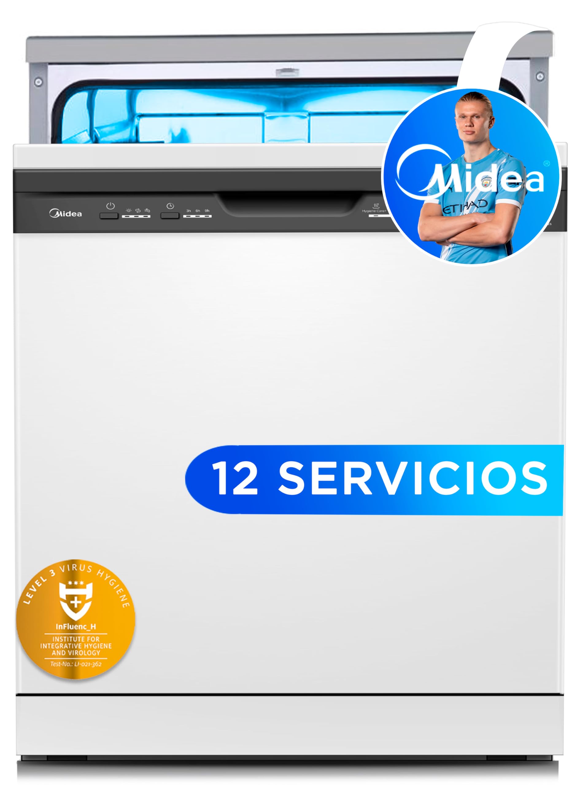Midea Lavavajillas 60 cm+++ Blanco para 12 servicios - Lavaplatos Libre Instalación con 4 Programas de Lavado, Integrable - Filtro Antibacterias, 49 dB, y Función de Media Carga Nuevo Modelo — view 17