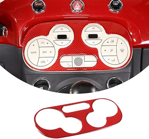 Adhesivo de fibra de carbono suave para el panel de interruptor de aire acondicionado de automóvil, compatible con Fiat 500, 2011, 2012, 2013, 2014,