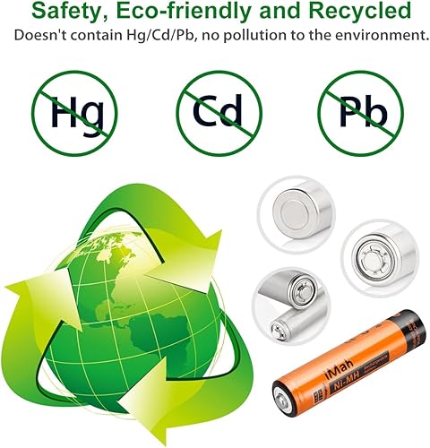 Miniatura 6 de Paquete de 8 baterías recargables iMah 1.2V 750mAh Ni-MH AAA para teléfono inalámbrico Panasonic, también compatible con BK30AAABU BK40AAABU