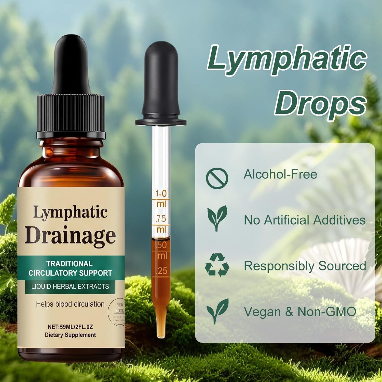 2 Pièce Drainant Lymphatique Goutte 60ML Drainage Lymphatique Corps Complet Mélanges à Base de Plantes Naturelles pour Femmes et Hommes