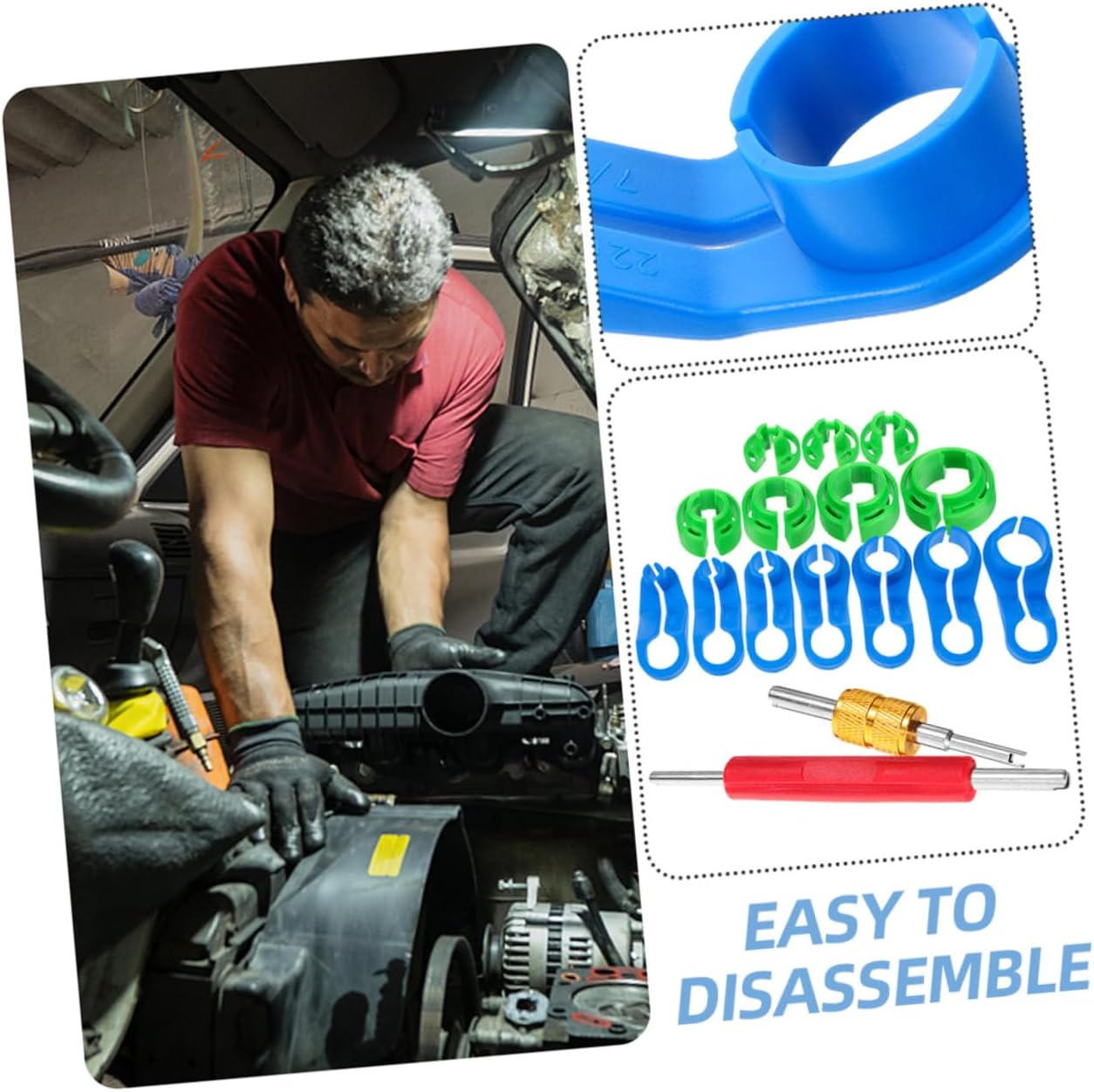 SOLUSTRE 2sets Line Disconnect Tool Set Automotive Quick Disconnect Kit for Efficient Car Air Conditioning and Line Maintenance Storage Box