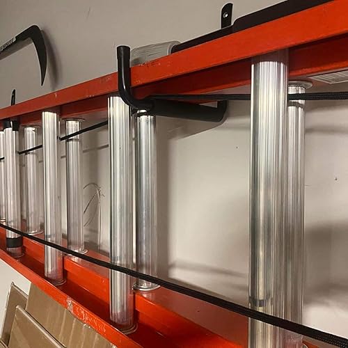 Miniatura 7 de Black - Gancho para escalera de almacenamiento de garaje, paquete de 12 ganchos resistentes, 6.7 pulgadas para organizar herramientas de jardín