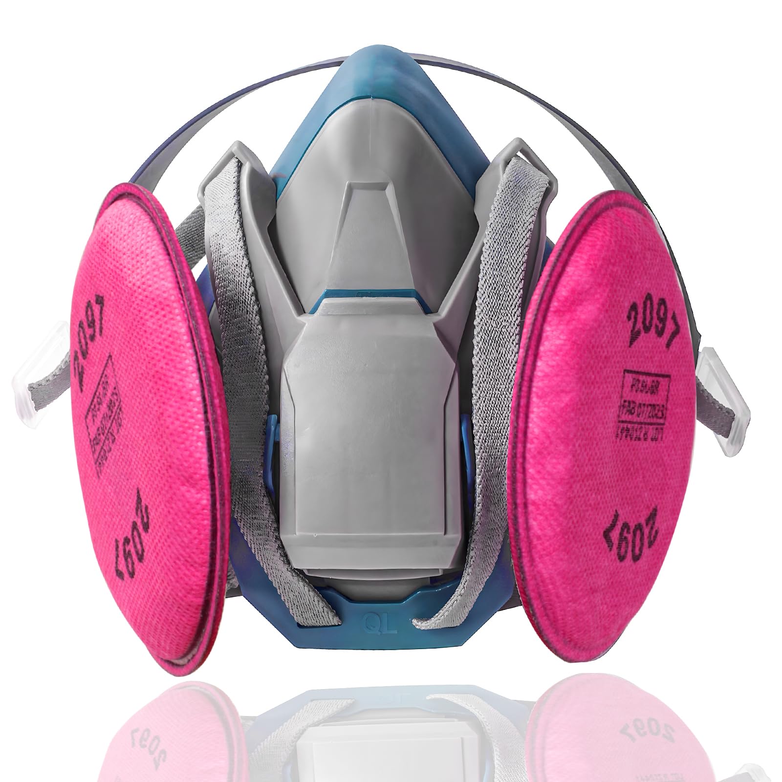 Quick Latch Half Mask Respirator 6502QL - Reusable Respirator Mask with 2097 Filters Against Gases, Dust, Asbestos, Lead Paint, Fumes, Respirator Mask for Chemicals Epoxy Resin Paint Welding