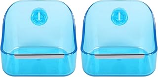 (2 Pack) 5" x 3 3/4" x 4" CalPalmy Food and Water Bowl for Rabbit, Chinchilla, Guinea Pig - The Best Tip-Proof, Clip-On Fo...