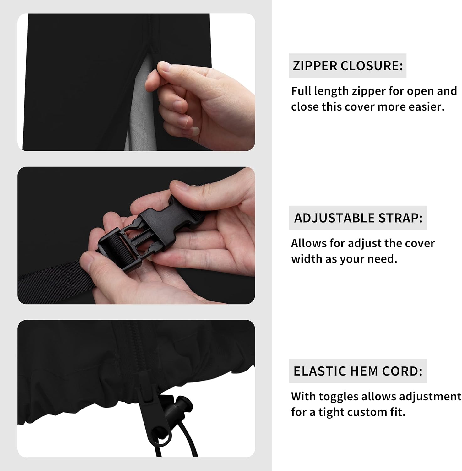 Easy-Going Patio Umbrella Cover Outdoor Offset Umbrella Cover Waterproof Cantilever Parasol Cover for 7.5ft to 11.5ft Banana Frame Umbrella, Black - Image 4