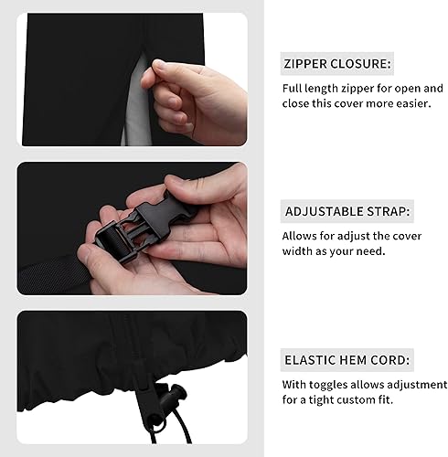 Miniatura 4 de Easy-Going Cubierta de sombrilla de patio para exteriores, impermeable, para sombrilla voladiza de 7.5 a 11.5 pies, con marco de plátano, color negro