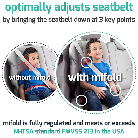 New mifold Comfort Grab-and-go Car Backless Booster Seat- Compact and Portable for Every Day, Carpooling, Travel, Compact for Every Day, Comfortable for Every Adventure, Racing Red