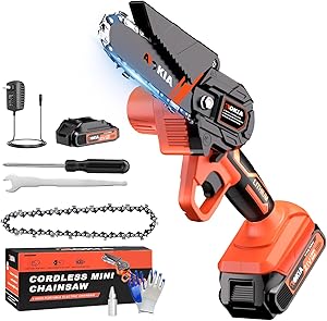 AOKIA Electric Mini Chainsaw Cordless, Small Hand held 20V Power Battery With Charger Saw Powered Operated Household and Garden for Cut Tree Trimming Wood Cutting Gifts for Father Husband Men&Mother