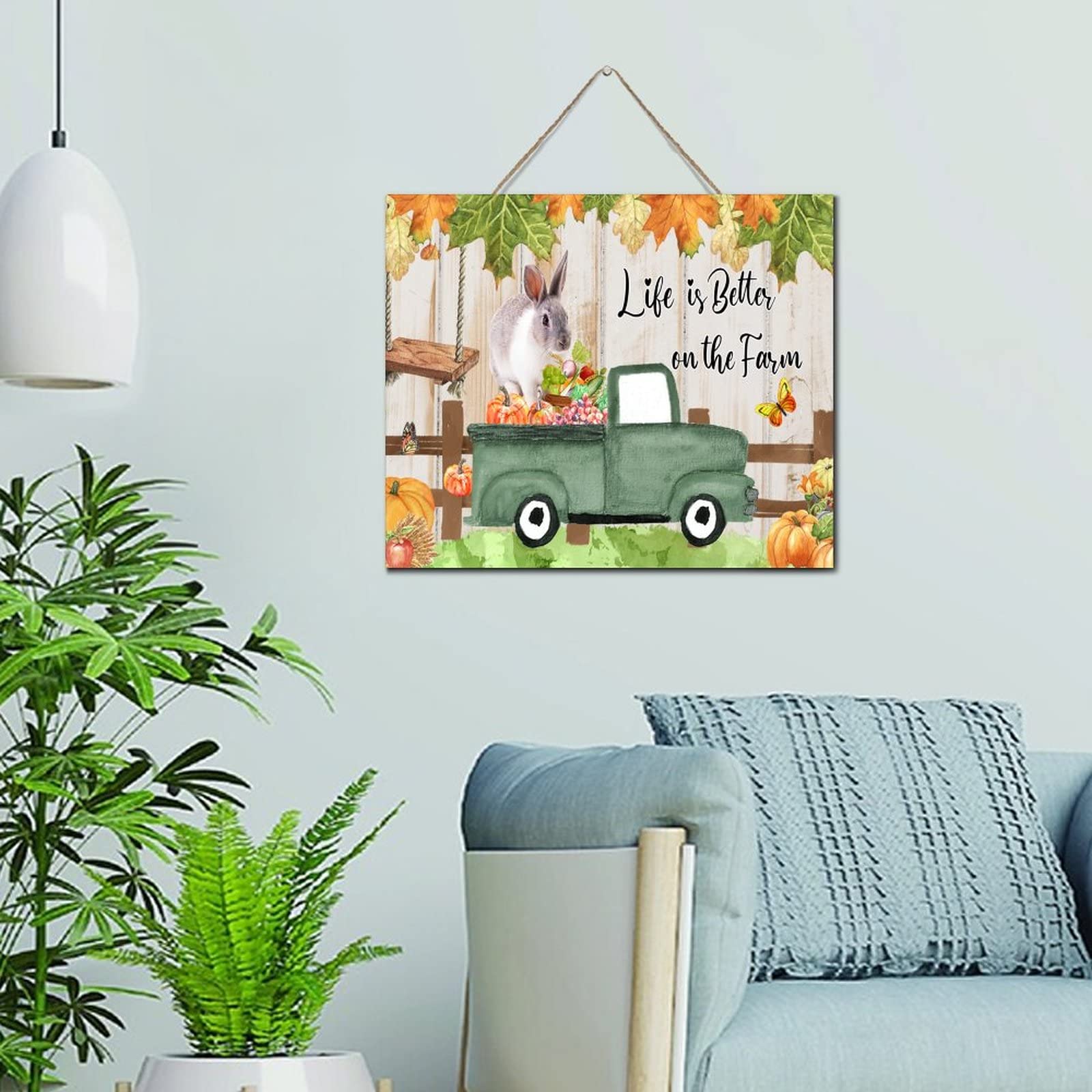 Plaque en bois vintage cadeau maison Life Is Better on The Farm