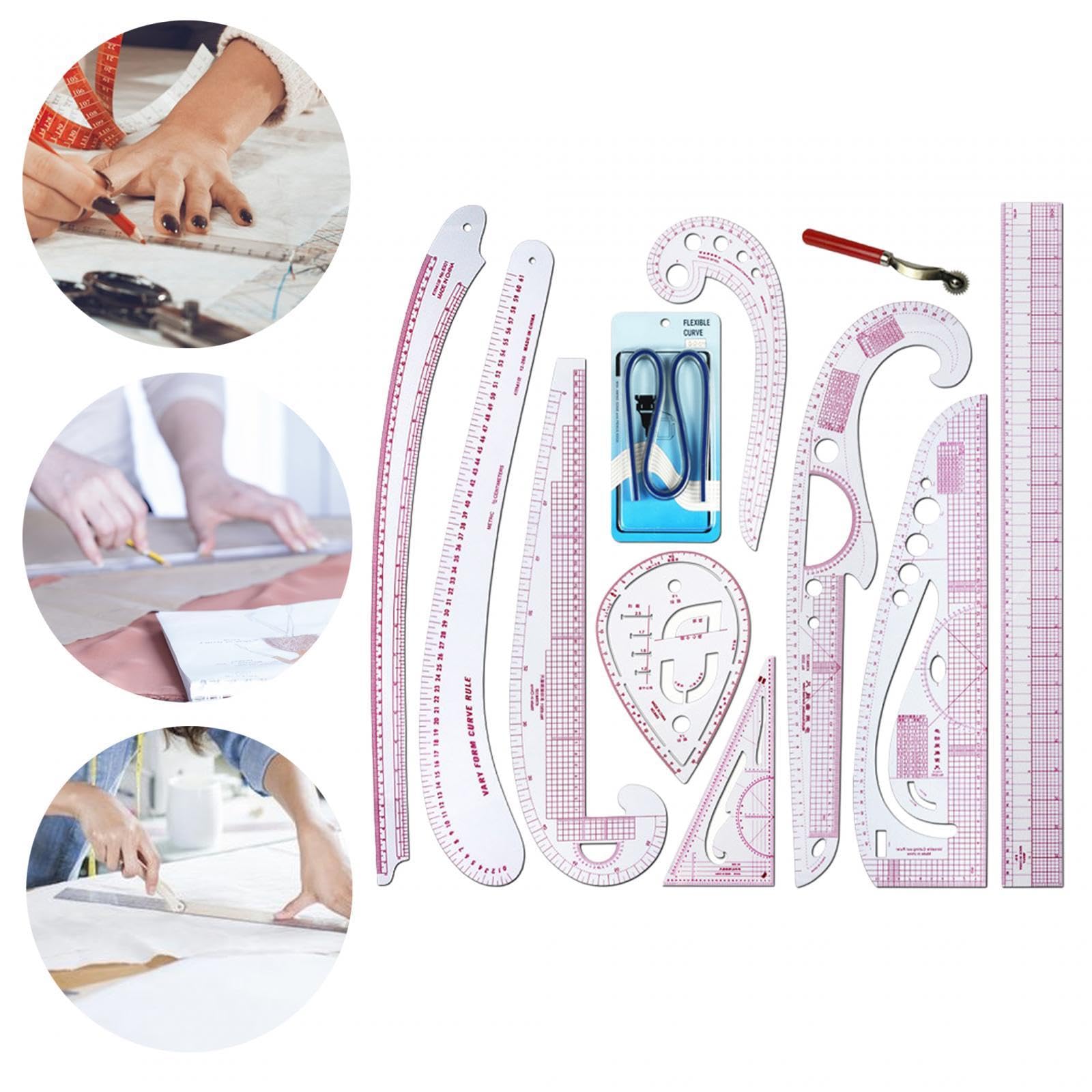 Generic Set di righelli per sarti, Designer, 11 Pezzi, RULER, ABS, Modern, 60 cm