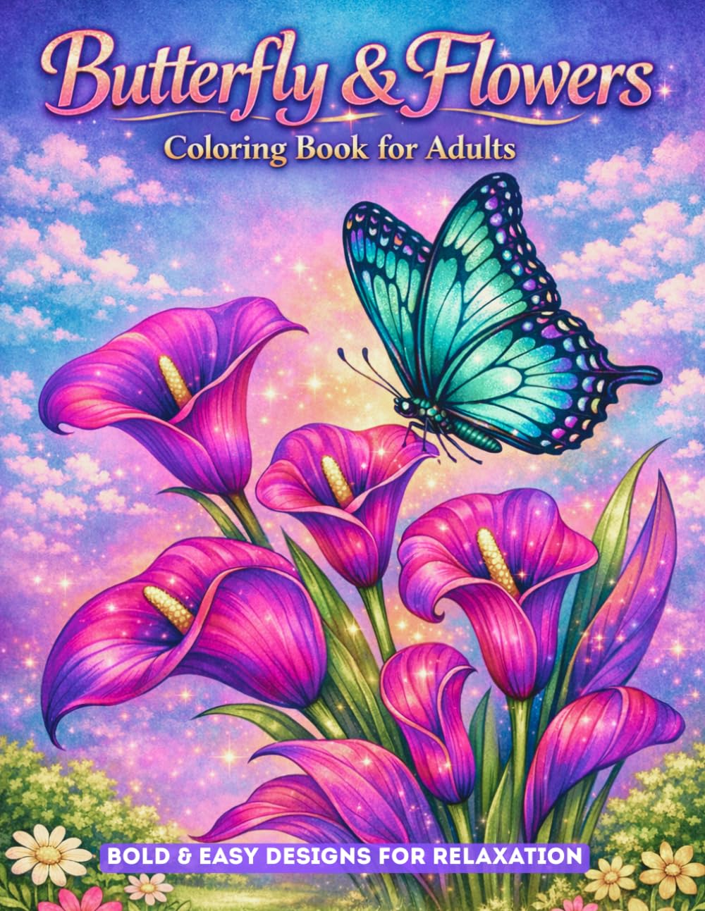 Butterfly and Flowers Coloring Book for Adults: Bold & Easy Designs for Relaxation