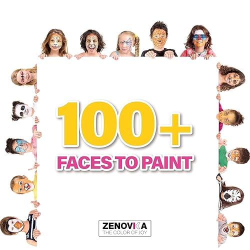 Miniatura 6 de Kit de pintura facial para niños  60 plantillas, 15 grandes pinturas a base de agua, 2 brillos, kit de maquillaje de Halloween, paleta de pintura