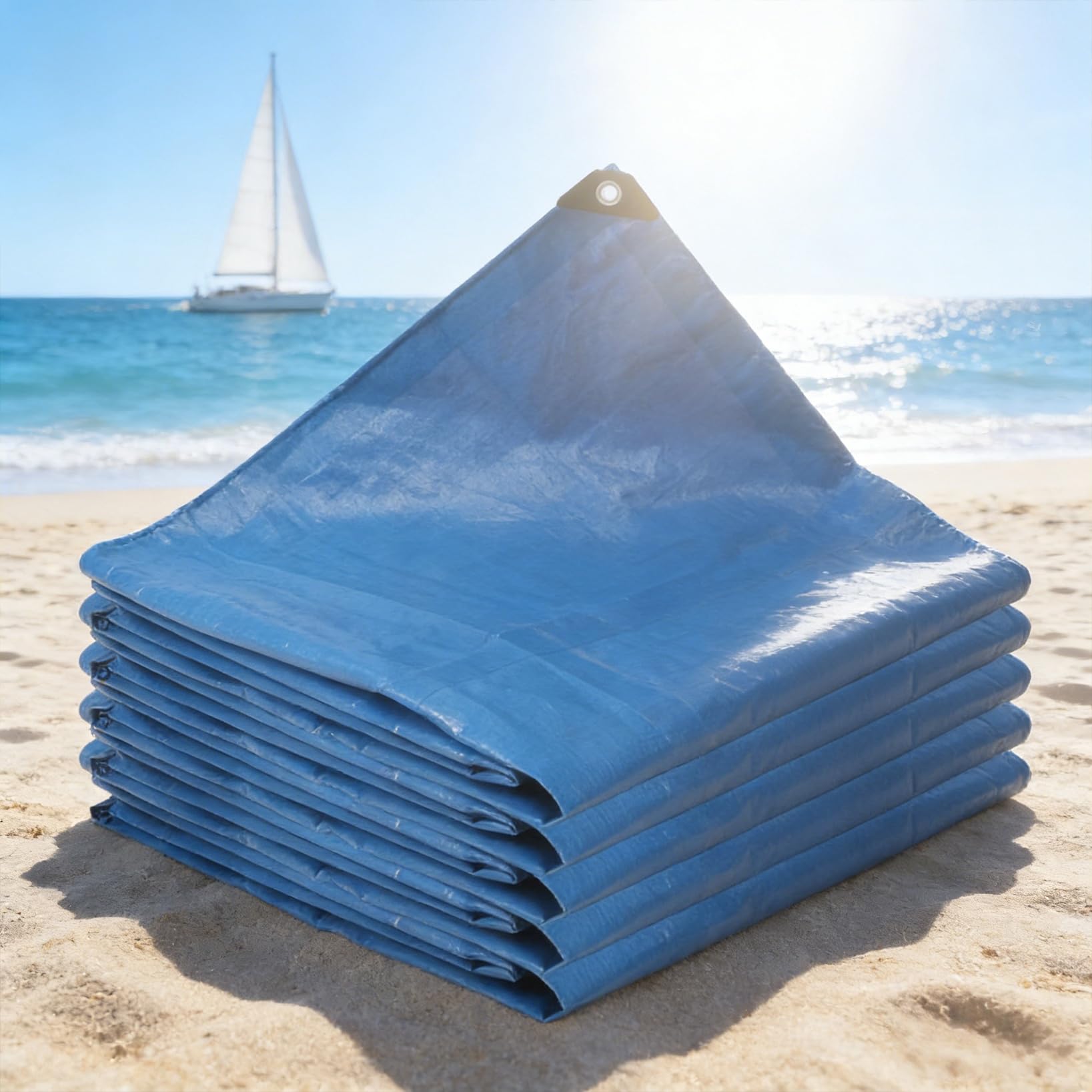 Lona impermeable exterior PE 225x265 cm gris azulado para proteger muebles de jardín