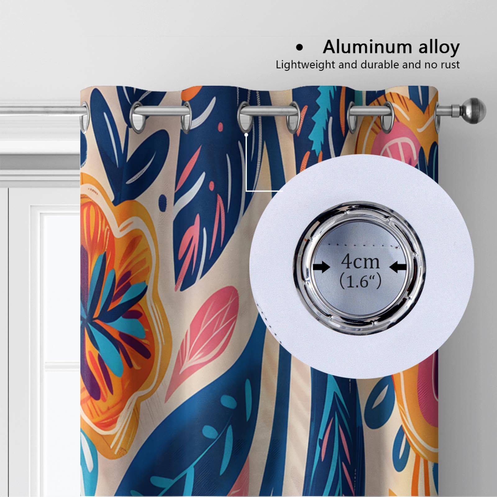 Boho-Stil Vorhänge Retro Blumen Fenstervorhänge Wärmeisolierte Vorhänge Ethnische exotische Verdunkelungsvorhänge für Schlafzimmer Wohnzimmer 2 Paneele H210xB200