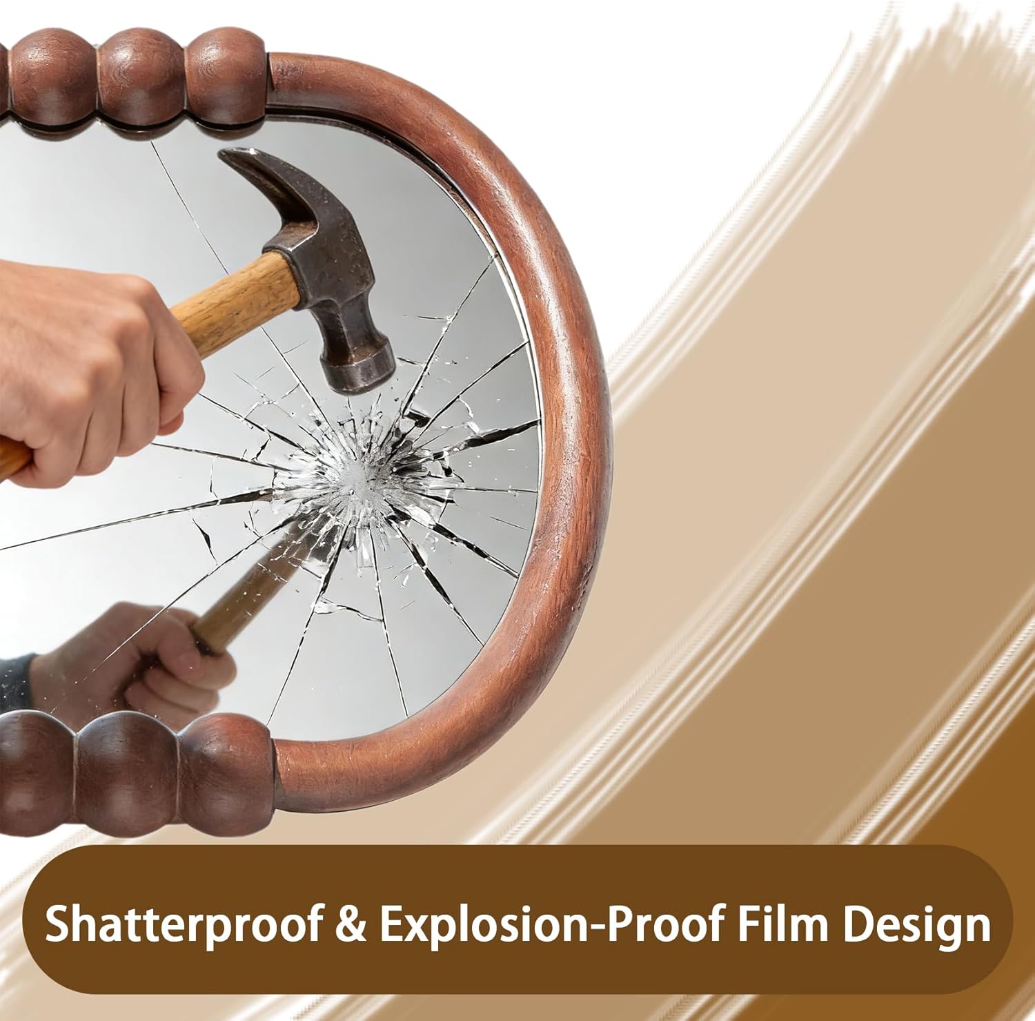 Entryway Small Mirrors for Wall, 16 x 12 Inch Wood Bathroom Mirror with Wooden Frame and High-Definition Glass, Boho Wall Mirror Decorative for Bathroom, Entryway, Living Room, Bedroom