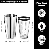 Vista 7 de Final Touch Juego de coctelera Boston de doble pared, vaso mezclador de acero inoxidable con sello de silicona, sin BPA, almacenamiento compacto
