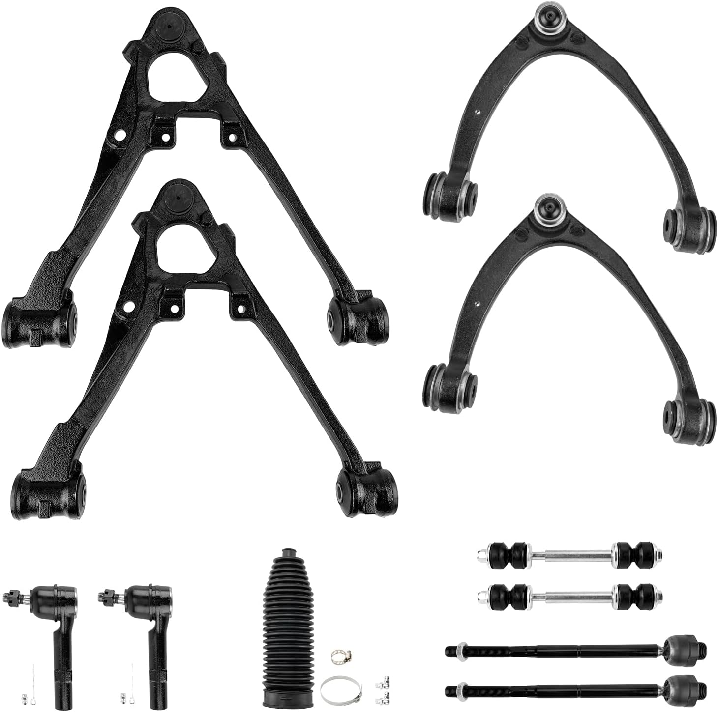 Torchbeam 12pcs Front Upper Lower Control Arms, Front Suspension Kit Fit For Escalade ESV EXT, Avalanche, Silverado Sierra 1500, Tahoe, Yukon Xl 1500, Replace for K80669 K620888 ES800223 K700432