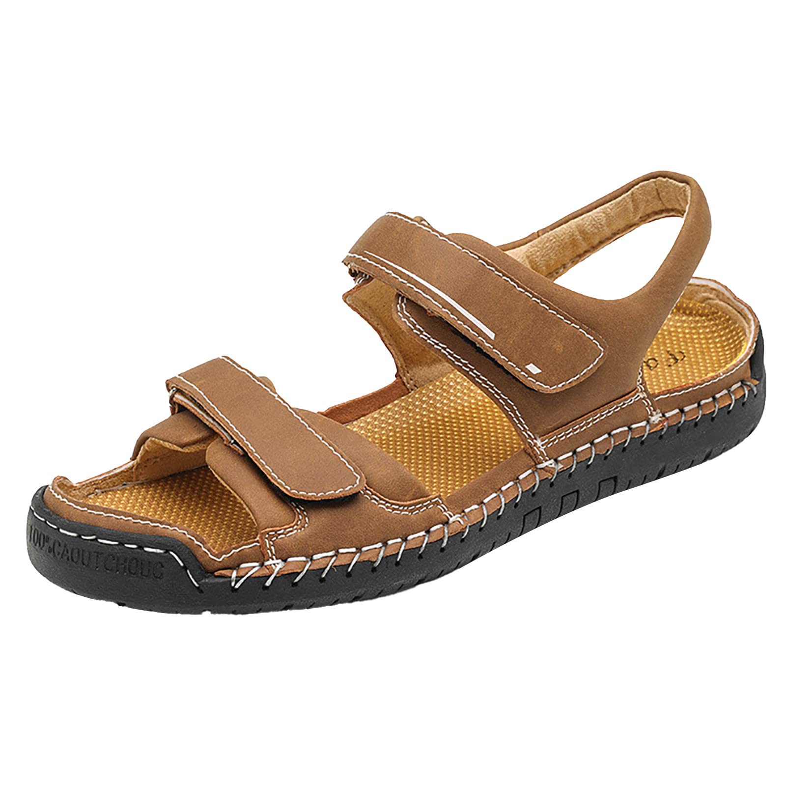 Chanclas Confortables Hombre Sandalias Suela de Goma Cuero con Bandas Ajustables Casuales Trekking Verano Transpirable Footwear Calzado Deportivo Casual Amortiguado Soporte de Arco para Playa Ciudad