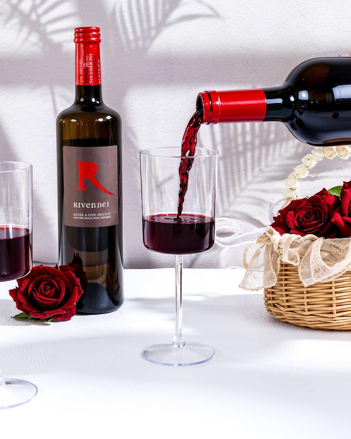 YOUBET 36 Pack Clear Plastic Wine Glasses - 10 OZ Disposable Square Wine Glasses with Stem for Wedding & Party & Anniversary