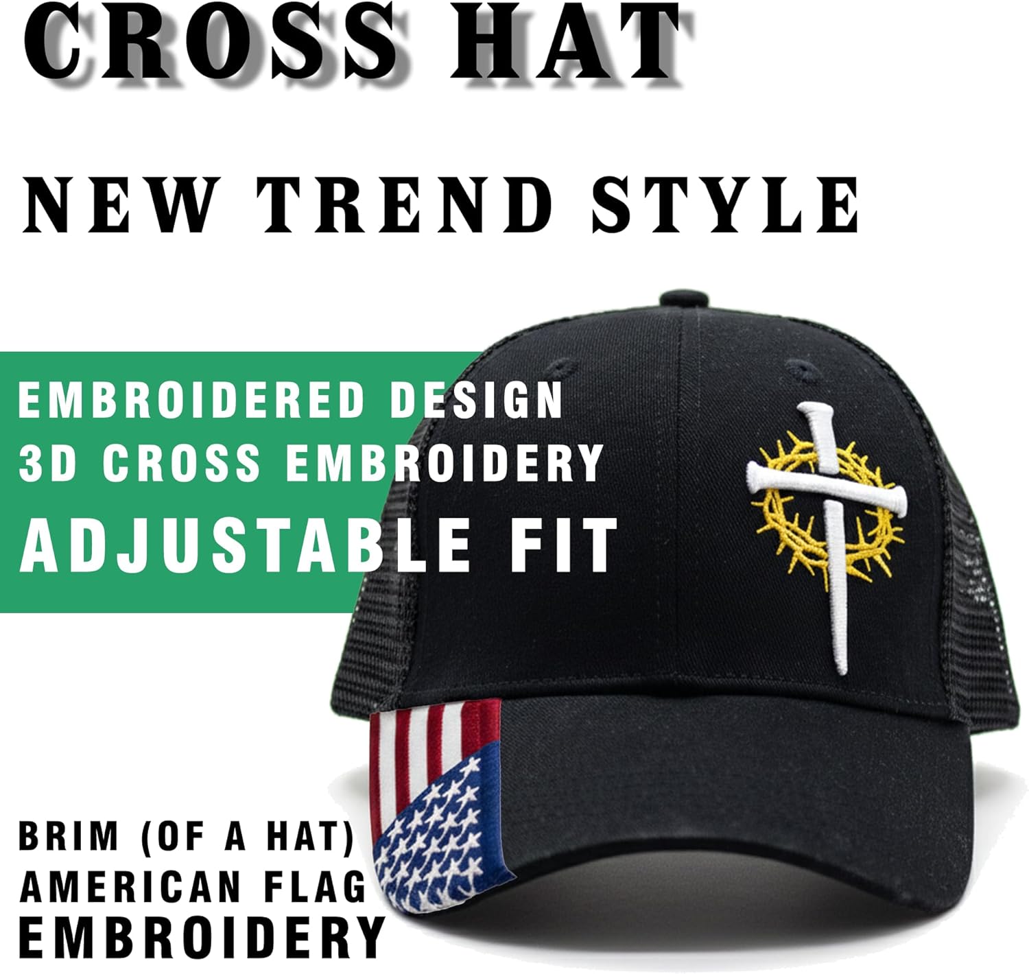 Christian Hats for Men,Cross Hats for Men,Jesus hat,Christian Religious Gifts for Birthday/Christmas - Image 3