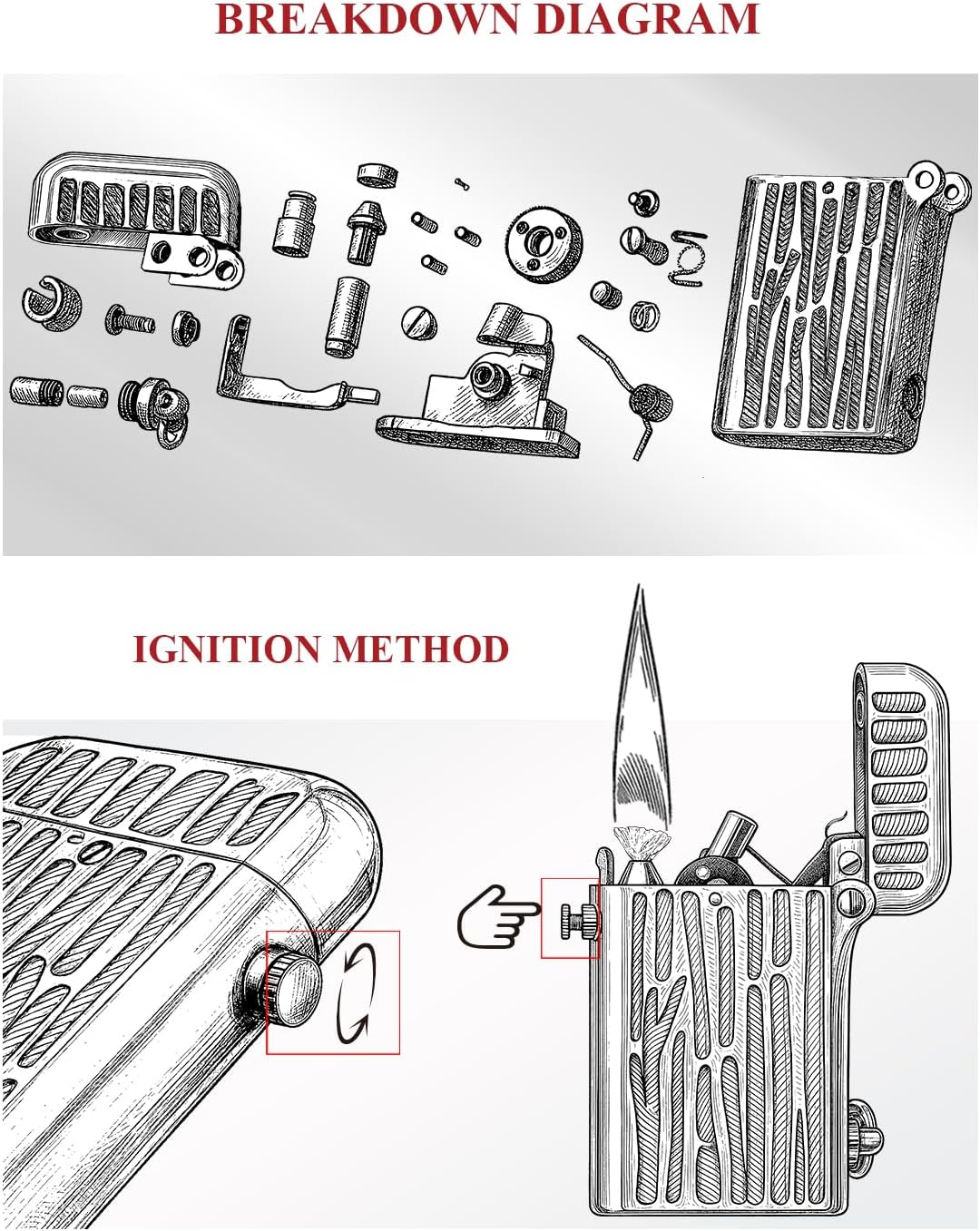 Classic Retro Vintage Refillable Soft-Flame Silver Kerosene Lighter,Automatic Ignition, Safety Lock, Brass Fluid Lighter, Inlay, Luxury, Collectible, Xmas Gifts, Thorens Double Claw Green Stripes