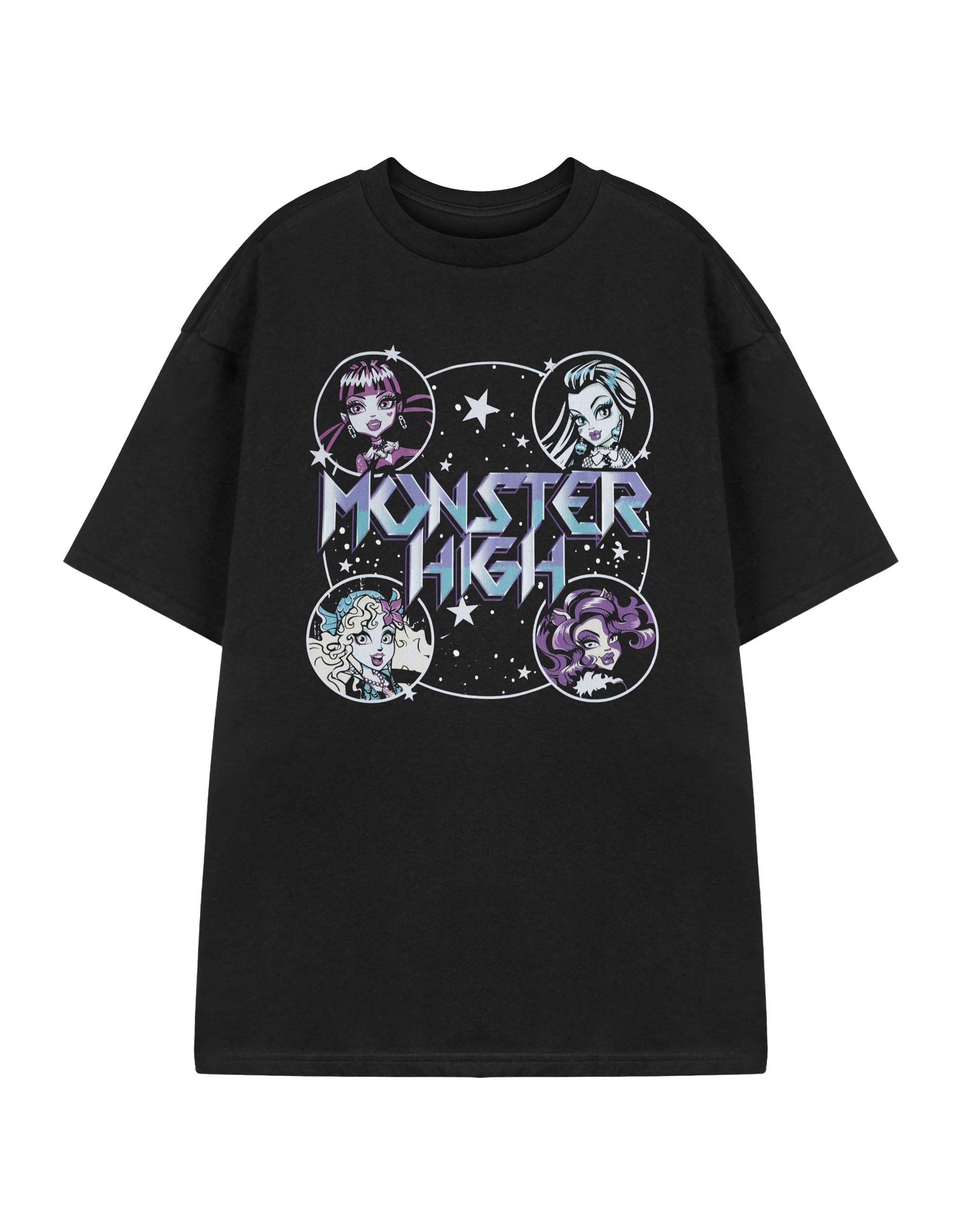 Monster High Women's All The Ghouls Black Graphic Tee | Short Sleeve T-Shirt | Classic Cartoon Apparel Featuring Characters | Casual Wear Merch - XXX-Large