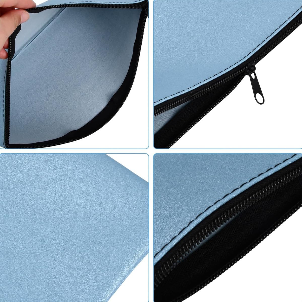 Bolsas de Documentos con Cremallera a Prueba de Agua 28 x 15 cm, Bolsa de Seguridad para Dinero, Pasaportes, Archivos, Beige Negro Azul