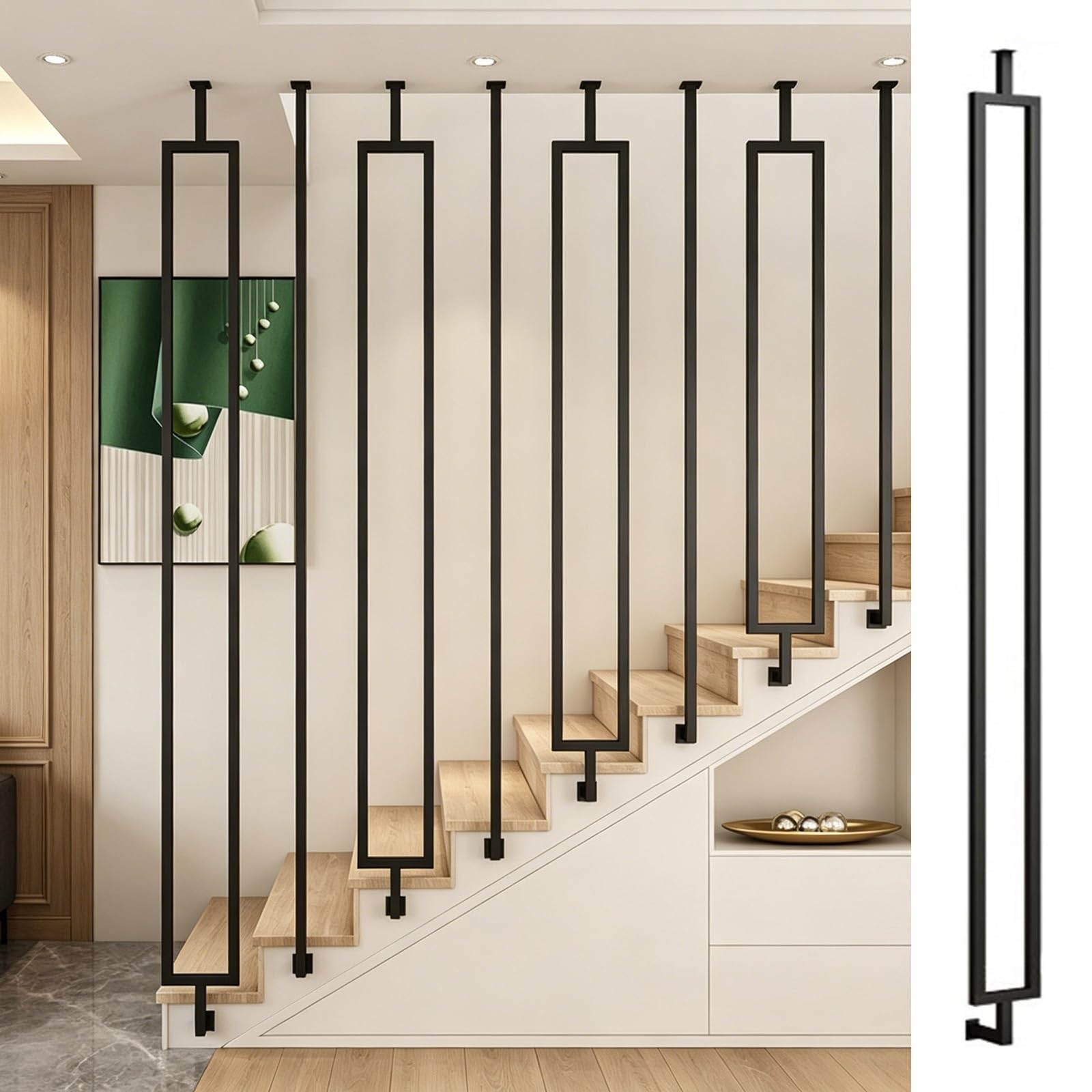 Garde corps escalier balustres métalliques noir 155 cm protection chute