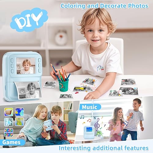 Miniatura 5 de MINIBEAR Cámara para Niños con Impresión Instantánea, Cámara de Impresión Instantánea de 48MP para Niños 1080P, Cámara de Video Digital para Niños
