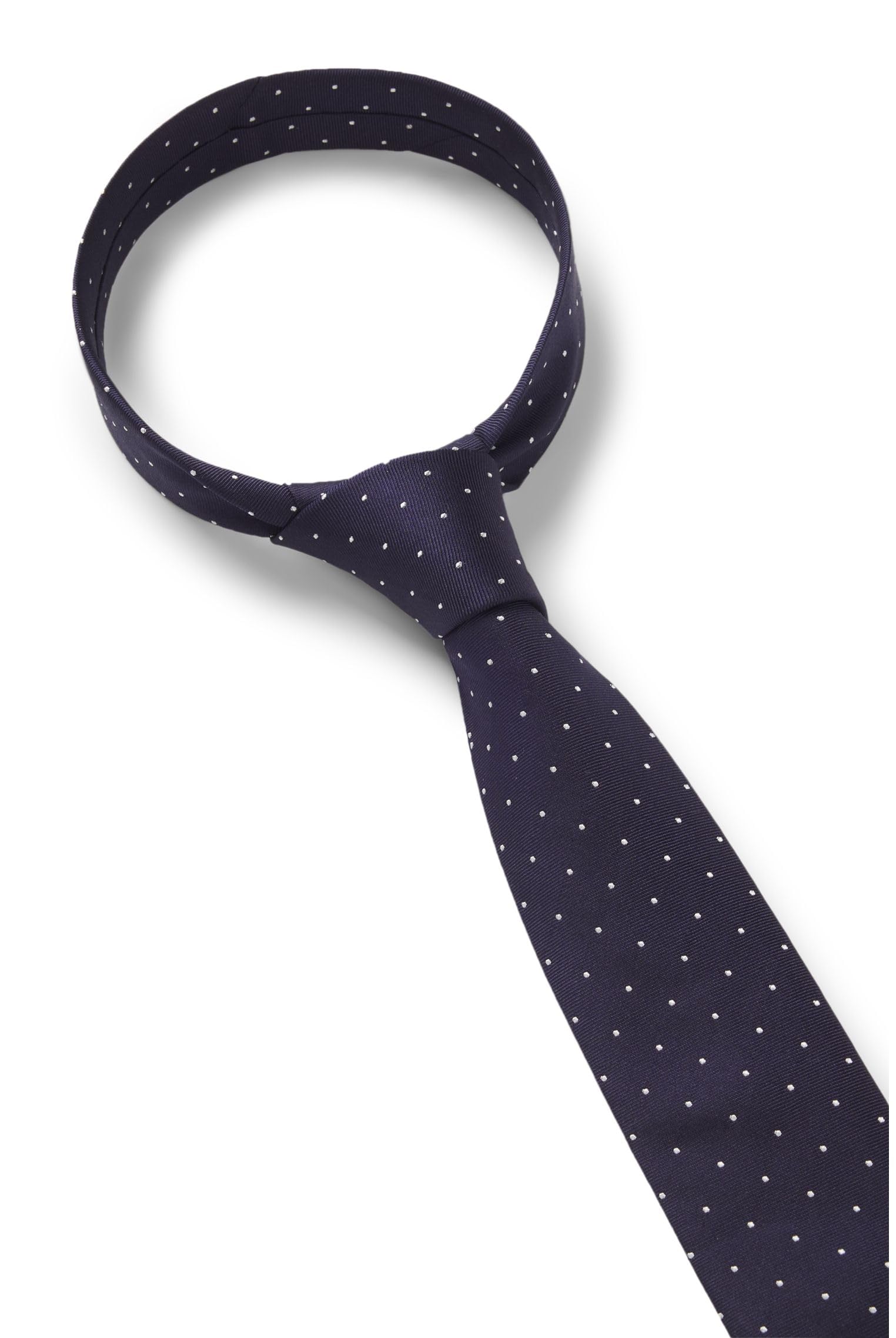 HUGO Herren Tie cm 6 Krawatte aus in Italien gefertigter Seide mit Jacquard-gewebten Punkten Dunkelblau Stck