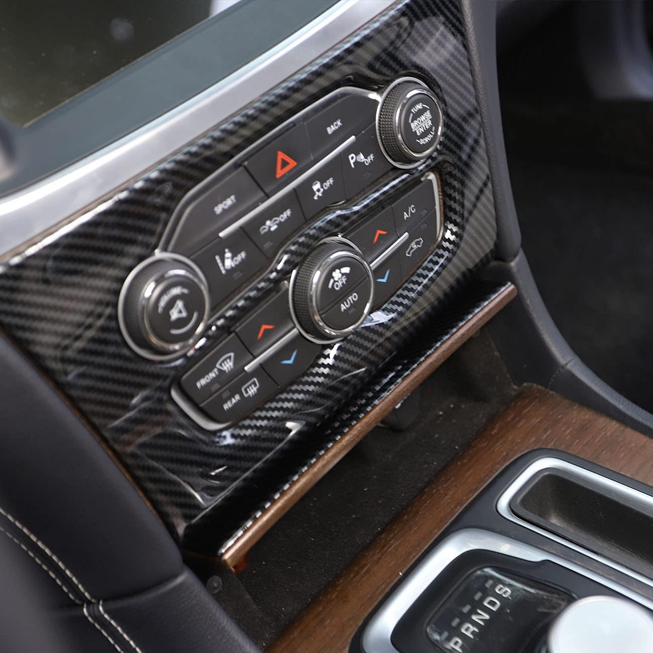 crosselec Carbon Fiber Central Control Air Conditioning A/C Panel Cover tirm for 2015-2021 Chrysler 300