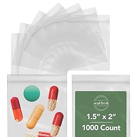 Seal Fresh 1.5 x 2 Inch Resealable Plastic Bags 1000 Pack - Clear Reclosable Mini Bags with Zipper Seal for Jewelry, Beads, Small Parts, Crafts, Hardware