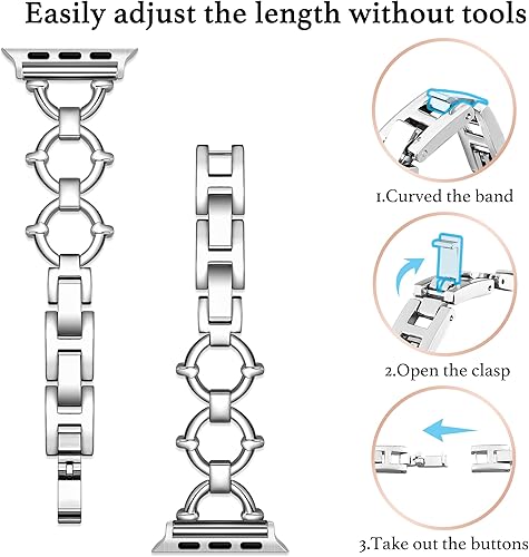 Miniatura 3 de G-ficu Correa en forma de anillo compatible con Apple Watch Band de 173 pulgadas con protector de pantalla iWatch Series 6 SE 5 4 bandas de metal