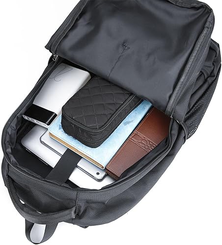 Miniatura 10 de Della Gao - Estuche para lápices de gran capacidad, multifuncional, de nailon, unisex, organizador de artículos de papelería de oficina, color negro