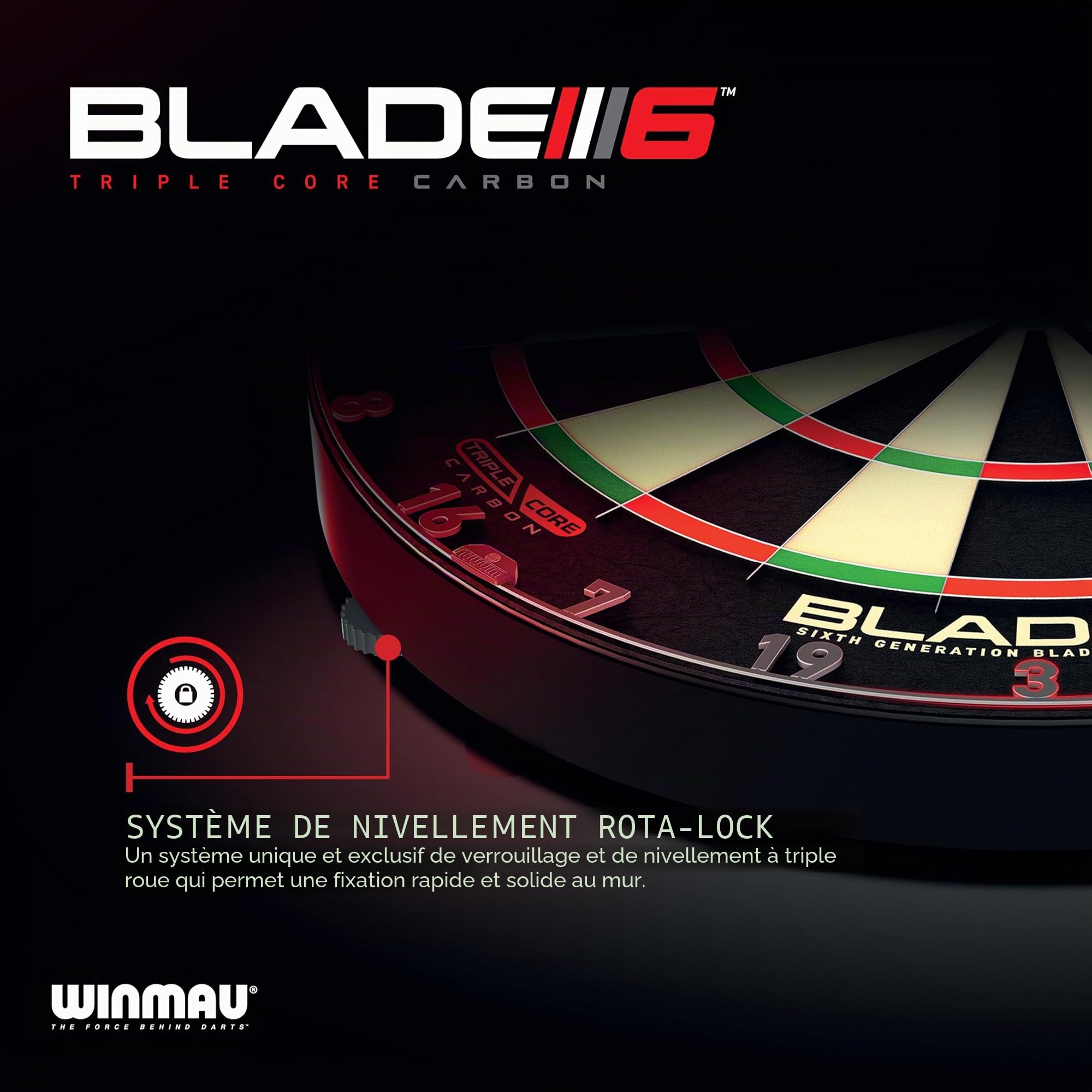 WINMAU Triple Core – Cible de fléchettes professionnelle en sisal avec 2 sets de fléchettes Winmau | Cible de fléchettes de tournoi avec la plus haute précision – ensemble de cible de fléchettes