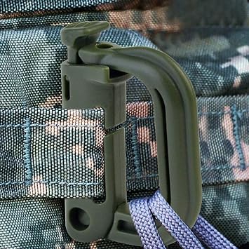 Topbuti 18 pcs Multipurpose Grimlock D-Ring Locking Molle Clips Hanging Hook for Webbing Strap Molle Bag Tactical Backpack