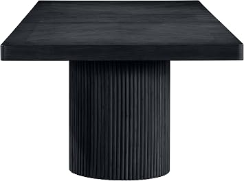 Meridian Furniture 741Black-T Belinda Collection Art Deco Dining Table with Rich Brown Finished Oak Veneer and Mix of Solid Wood & MDF, 96 - 144 W x 48 D x 31 H, Black
