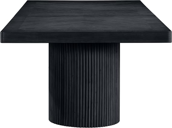 Meridian Furniture 741Black-T Belinda Collection Art Deco Dining Table with Rich Brown Finished Oak Veneer and Mix of Solid Wood & MDF, 96 - 144 W x 48 D x 31 H, Black